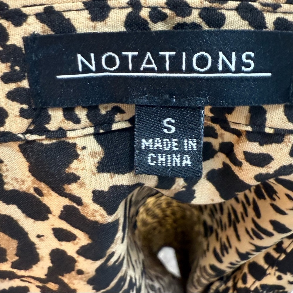 Notations Leopard Print Button-Down Shirt Size Sm… - image 8